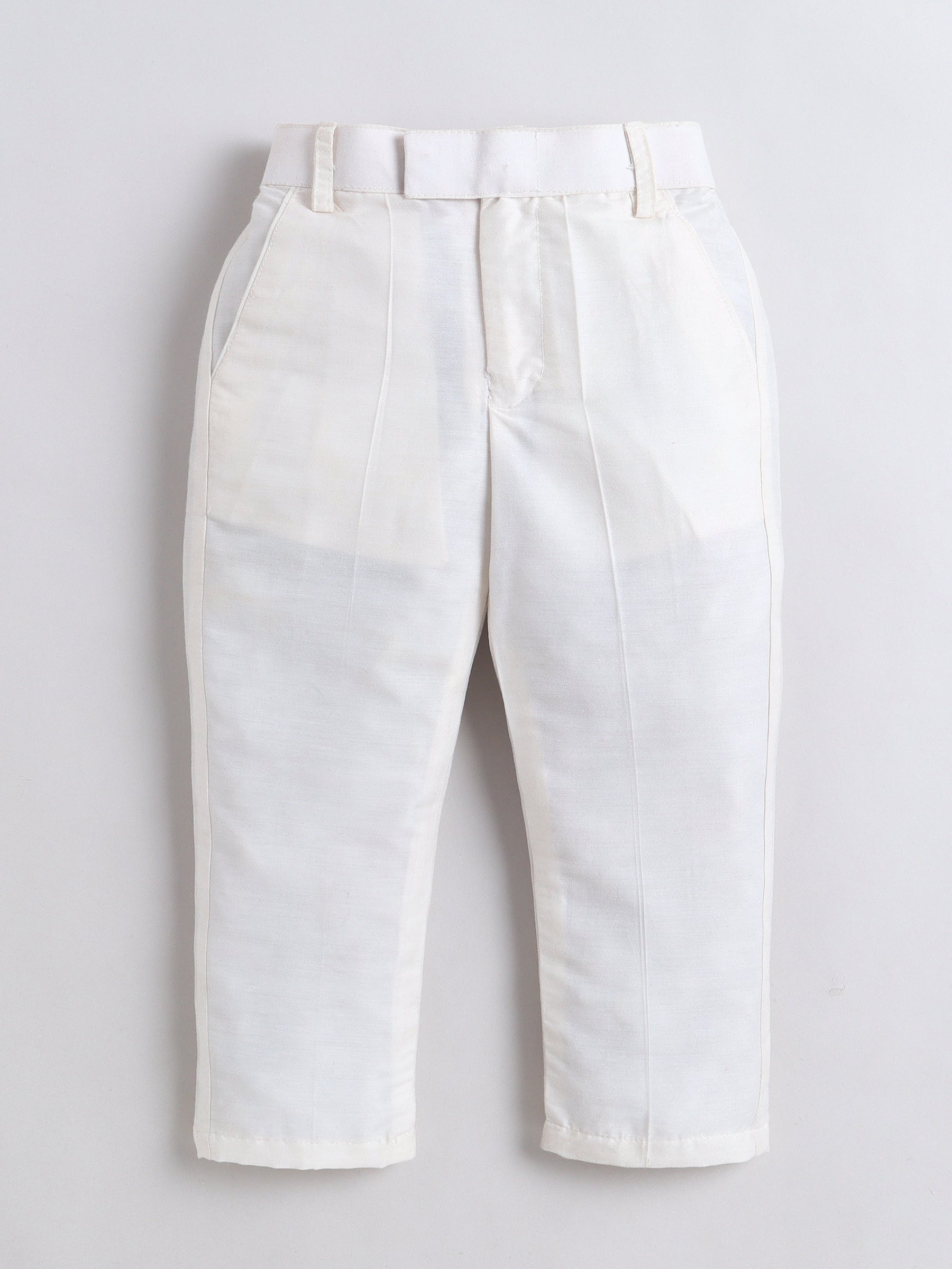 White pants on a light gray background