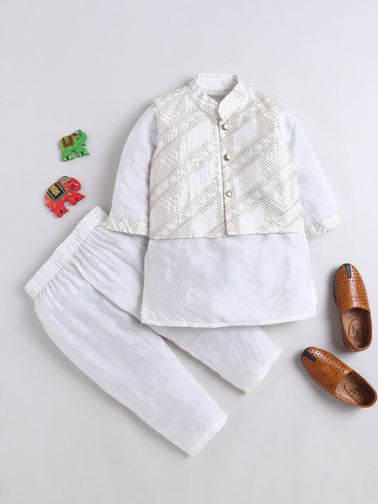Noor-E-Ivory Royale Sequin Work Kurta Set for Boys | Ethnic Wear For Kids