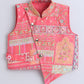 Vibrant Coral Printed Asymmetrical Jacket & White Pajama Set for Boys - funlittleones.com