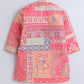 Vibrant Coral Printed Asymmetrical Jacket & White Pajama Set for Boys - funlittleones.com
