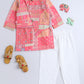 Vibrant Coral Printed Asymmetrical Jacket & White Pajama Set for Boys - funlittleones.com