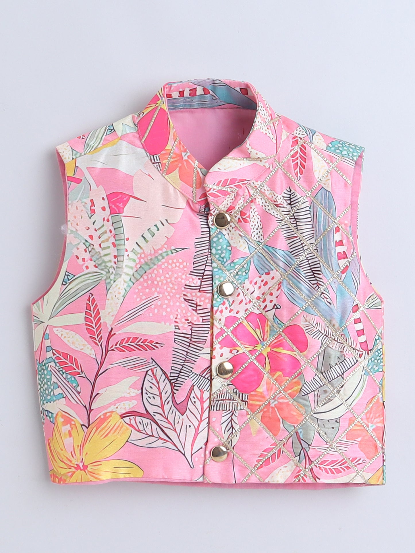 Pink Floral Printed Kurta Pajama Set for Boys