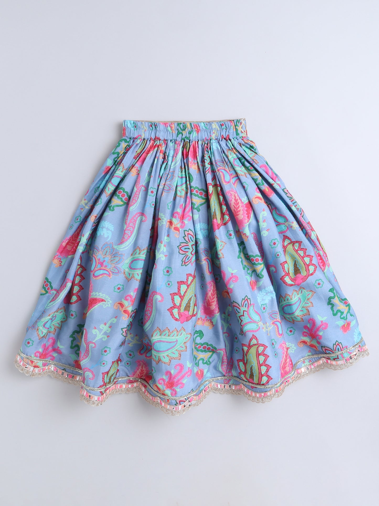 Floral Embroidered Blue Lehenga & Blouse Set For Set