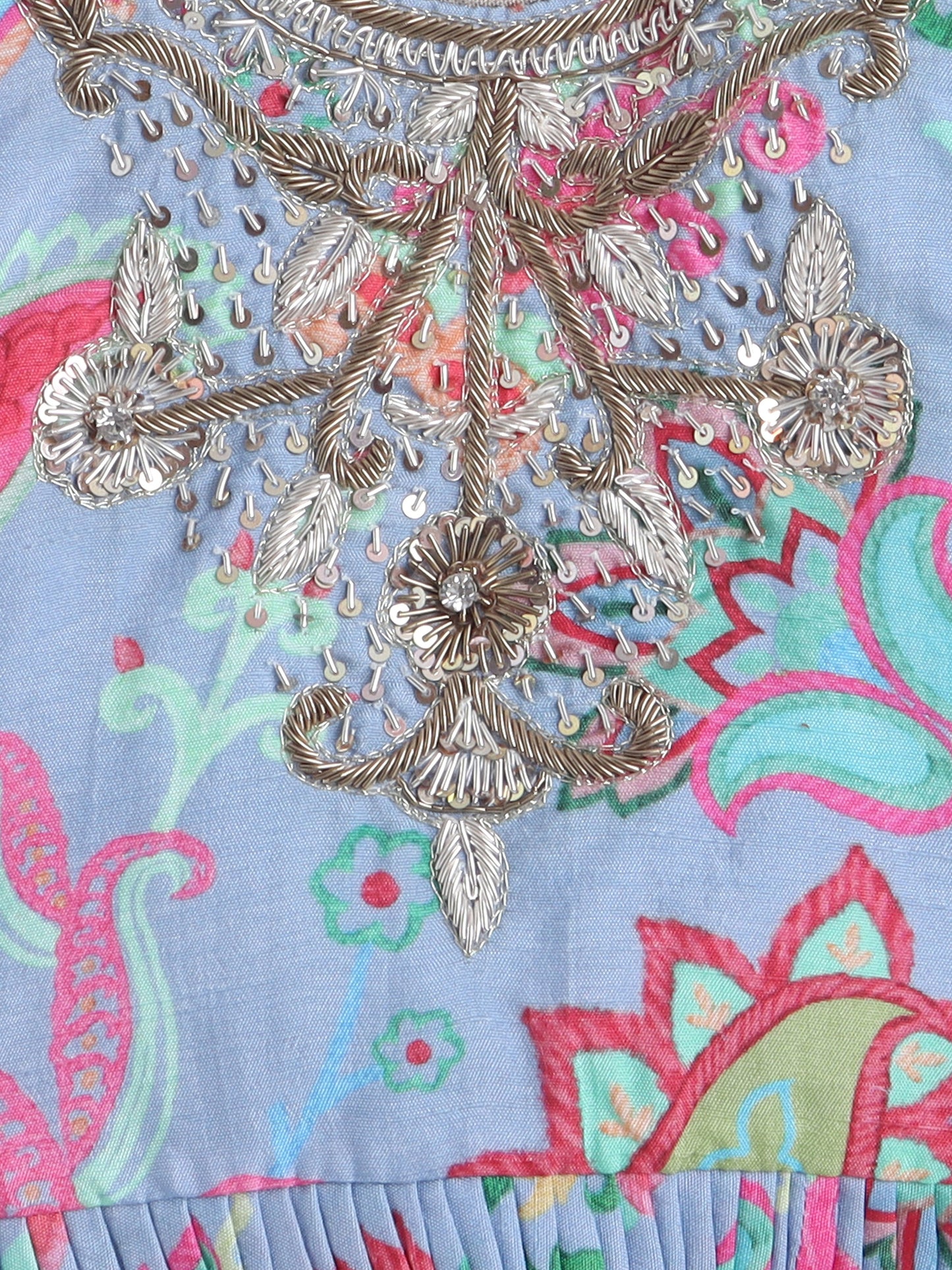 Floral Embroidered Blue Lehenga & Blouse Set For Set