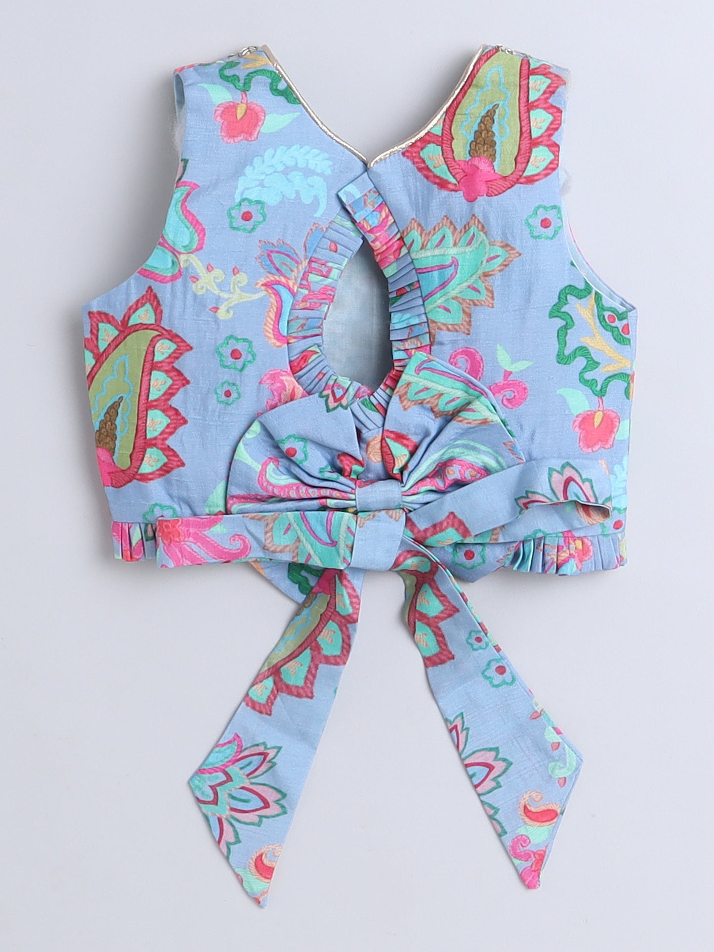 Floral Embroidered Blue Lehenga & Blouse Set For Set