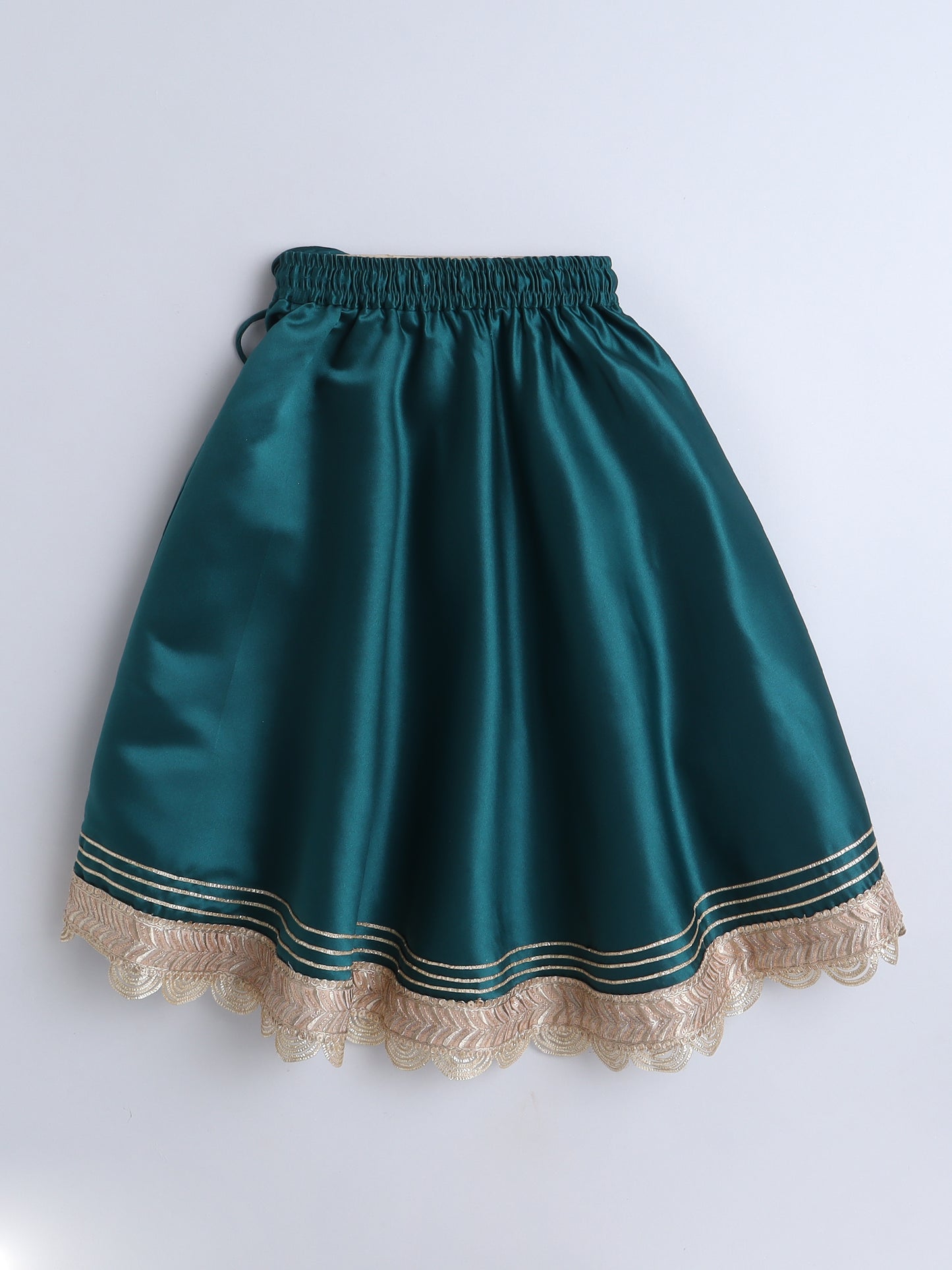 Green Embroidered Lehenga Choli Set for Girls