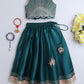 Green Embroidered Lehenga Choli Set for Girls