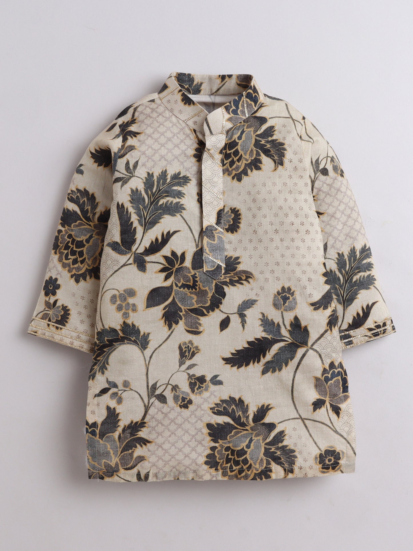 Floral printed  kurta for boys detailed with gota work. outfit by fun little ones