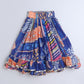 Colorful patterned skirt on a blue background