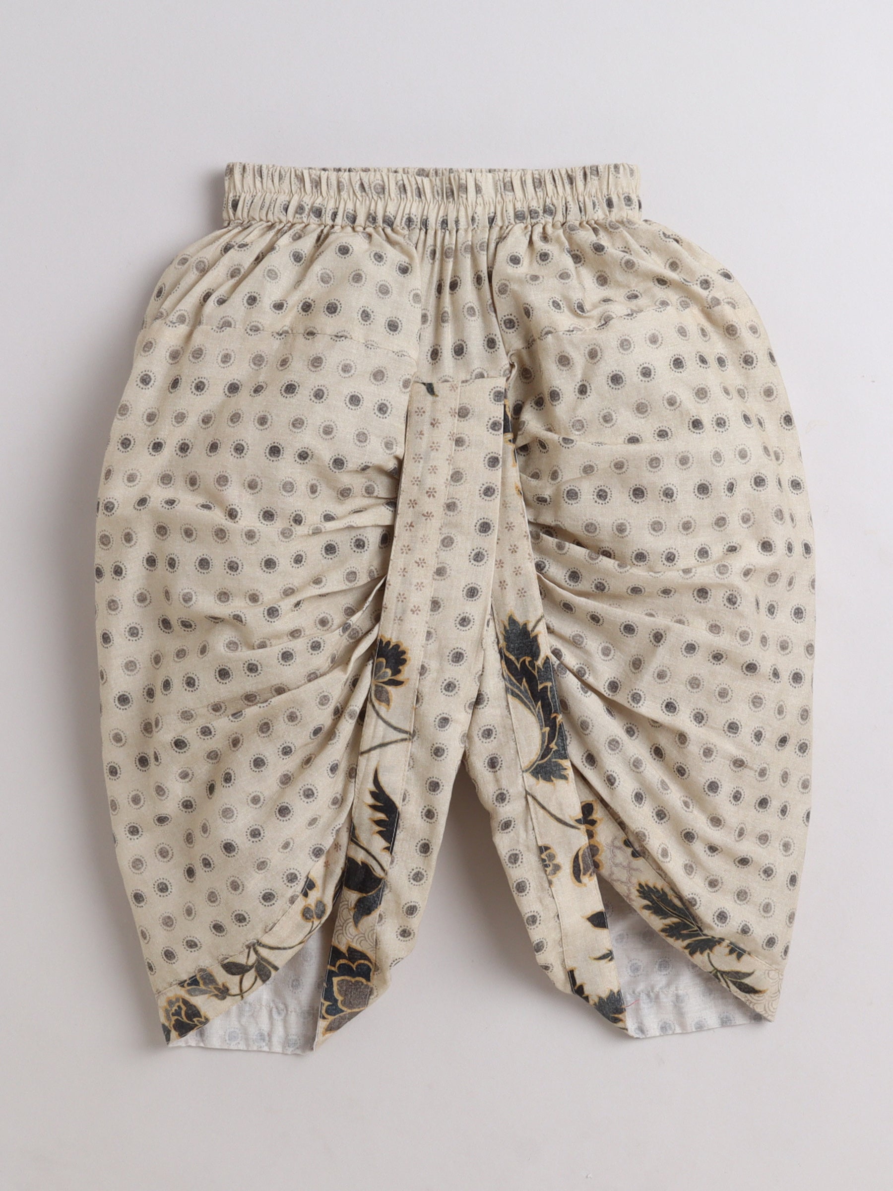 pre-stitched polka dot dhoti for boy, outfit by fun little ones.