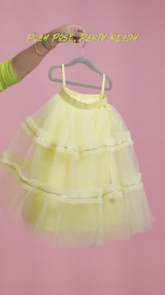 Sunshine Yellow Floral Lehenga Choli Set for Girls | Ethnic Party & Festive Wear