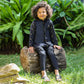 Boys Black Printed Kurta Jacket And Pyjama Set - funlittleones.com