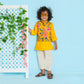 Boys Yellow Ocher Kurta Jacket And Pyjama - funlittleones.com