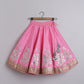 Gorgeous Baby Pink pleated Top And Exquisite Floral Leather Embroidered Lehenga With Matching Lace Dupatta - funlittleones.com