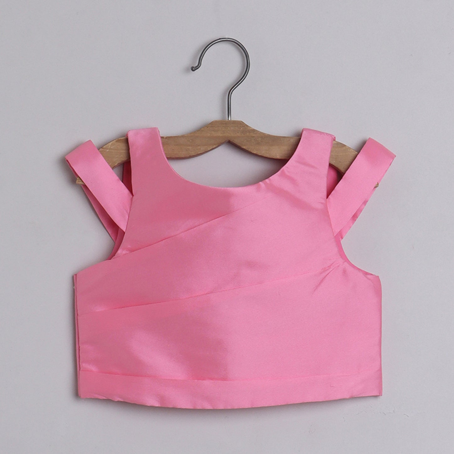 Gorgeous Baby Pink pleated Top And Exquisite Floral Leather Embroidered Lehenga With Matching Lace Dupatta - funlittleones.com