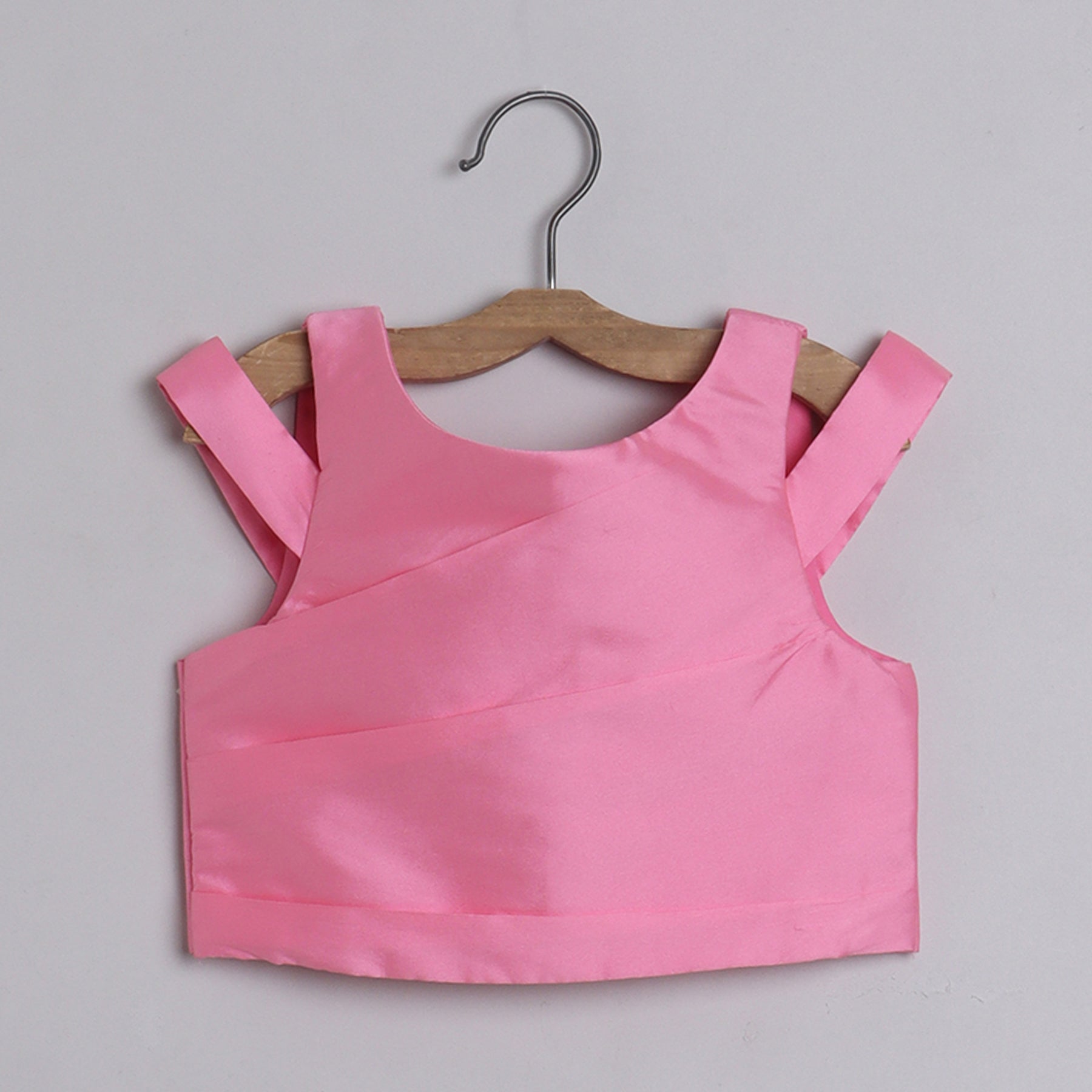 Gorgeous Baby Pink pleated Top And Exquisite Floral Leather Embroidered Lehenga With Matching Lace Dupatta - funlittleones.com