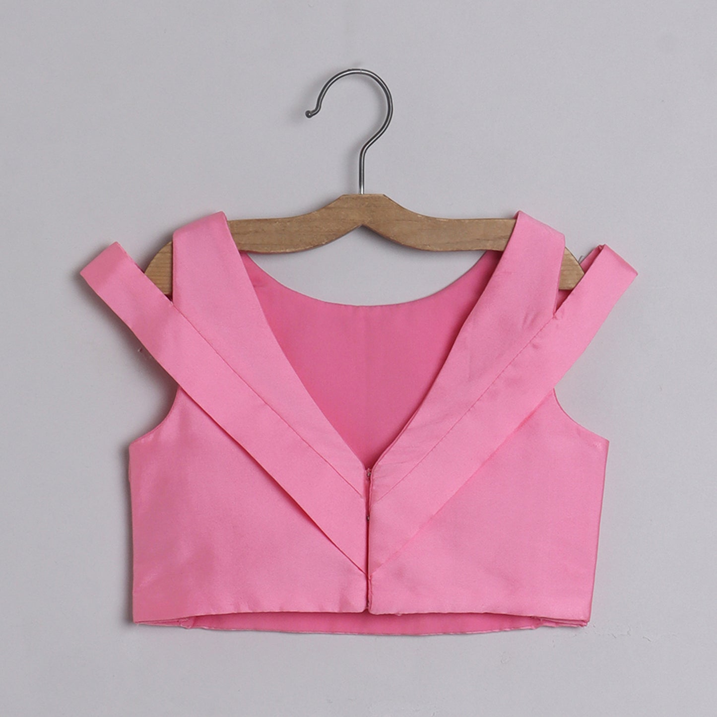 Gorgeous Baby Pink pleated Top And Exquisite Floral Leather Embroidered Lehenga With Matching Lace Dupatta - funlittleones.com