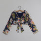 Blooming Flowers Navy Blue Organza Top And Sequins Embellished Lehenga - funlittleones.com