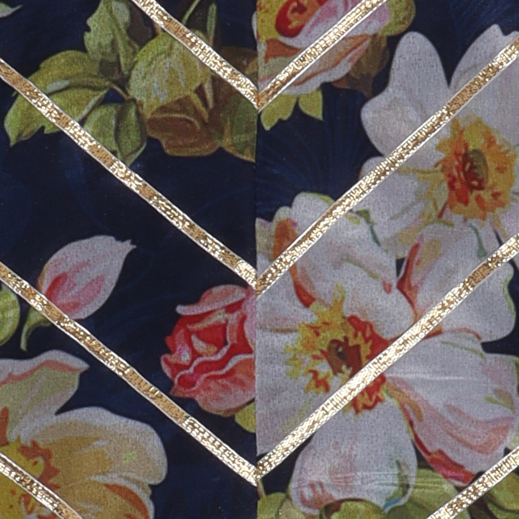 Blooming Flowers Navy Blue Organza Top And Sequins Embellished Lehenga - funlittleones.com