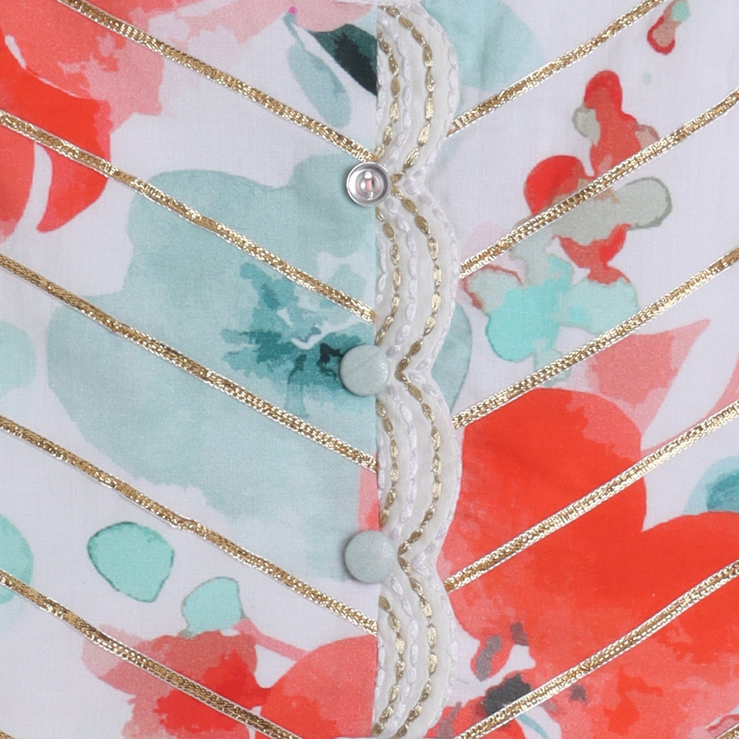 White Thread Detailed Gota Lace Work Top And Lehenga - funlittleones.com