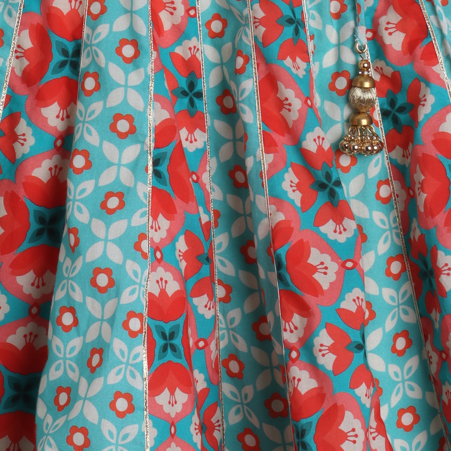 Faux Mirror Work Top With Gota Lace Work Lehenga - funlittleones.com