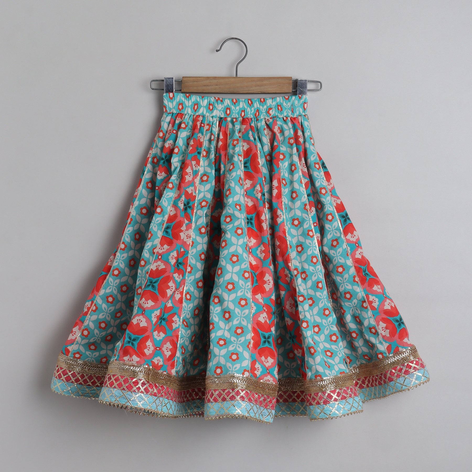 Faux Mirror Work Top With Gota Lace Work Lehenga - funlittleones.com