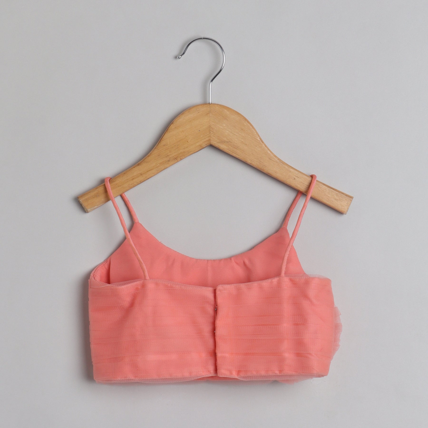 Peach Top With Printed Lace Work Lehenga - funlittleones.com