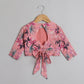 Floral Printed And Pleated Frills Peach Top With Lehenga - funlittleones.com