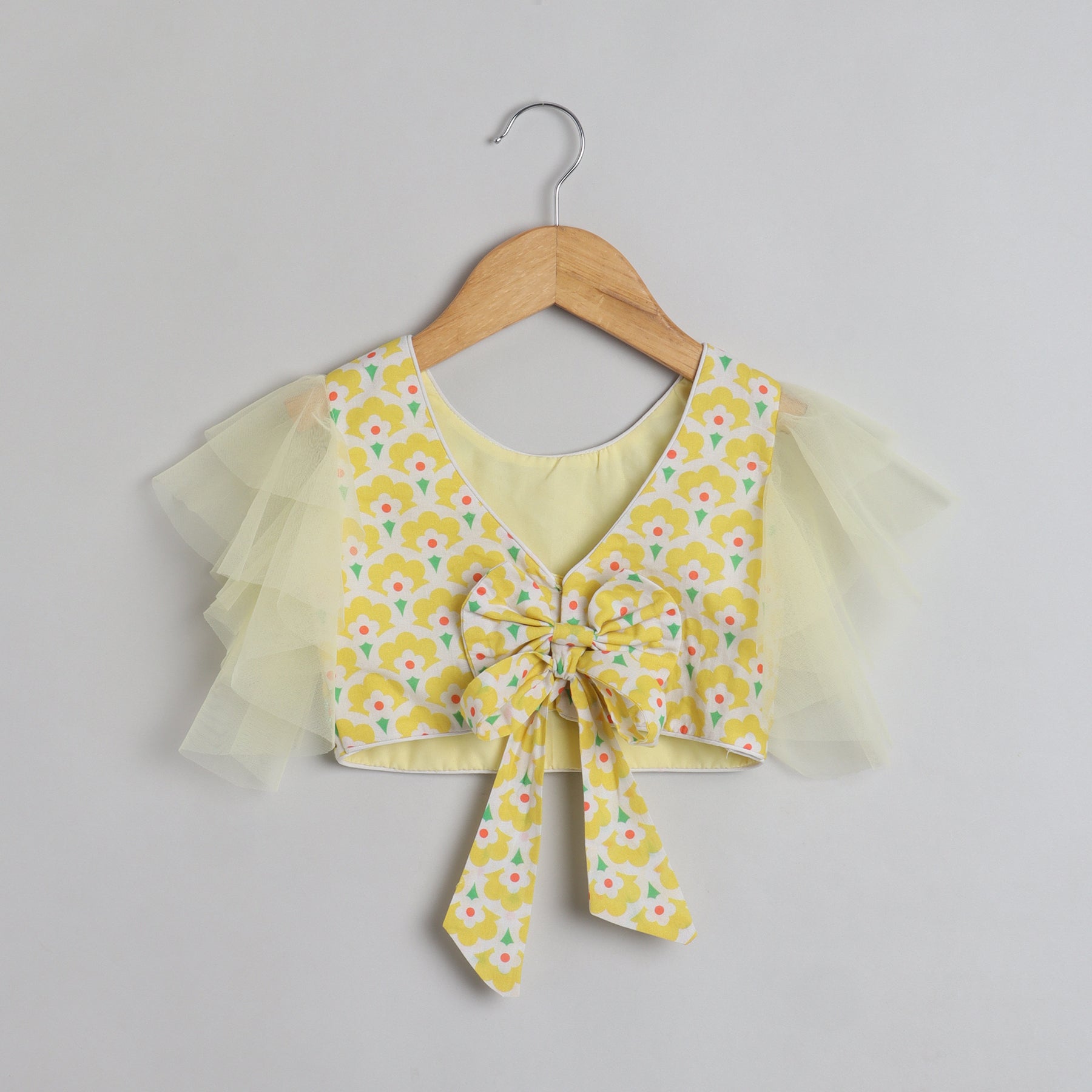 Yellow Cutdana And Sequin Work Top With Gota Lace Work Lehenga - funlittleones.com