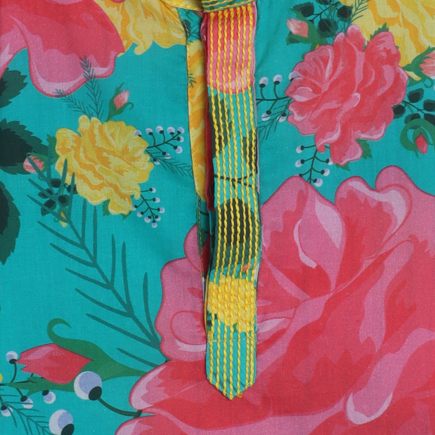 Gota Lace Work Jacket With Multicolour Floral Kurta And Pyjama - funlittleones.com