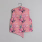 Peach Floral Printed Quilted Jacket With Thread Work Kurta And Pyjama - funlittleones.com