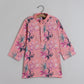 Peach Floral Printed Quilted Jacket With Thread Work Kurta And Pyjama - funlittleones.com