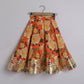 Metallic Lace Detailed Sleeveless Beige Top And Floral Printed Orange Lehenga - funlittleones.com