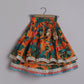 Girls Beautifully Crafted Orange Pleated Spaghetti Strap Top And Printed Layered Lehenga - funlittleones.com