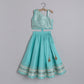 Girls Light Blue Embroidered Blouse With Gota Embellished Borders On The Lehenga - funlittleones.com
