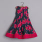 Girls Graceful Lotus Printed  Angarkha Kurti And Red Pant - funlittleones.com