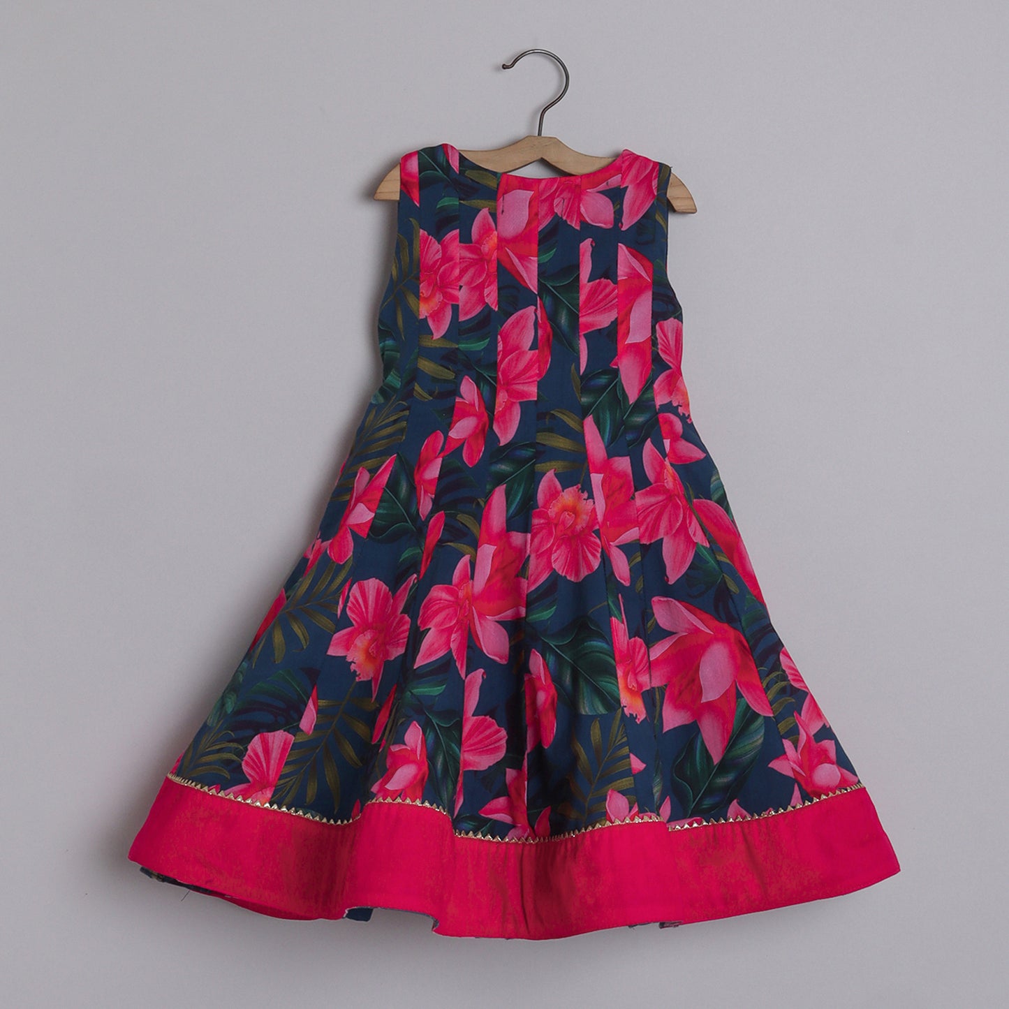 Girls Graceful Lotus Printed  Angarkha Kurti And Red Pant - funlittleones.com