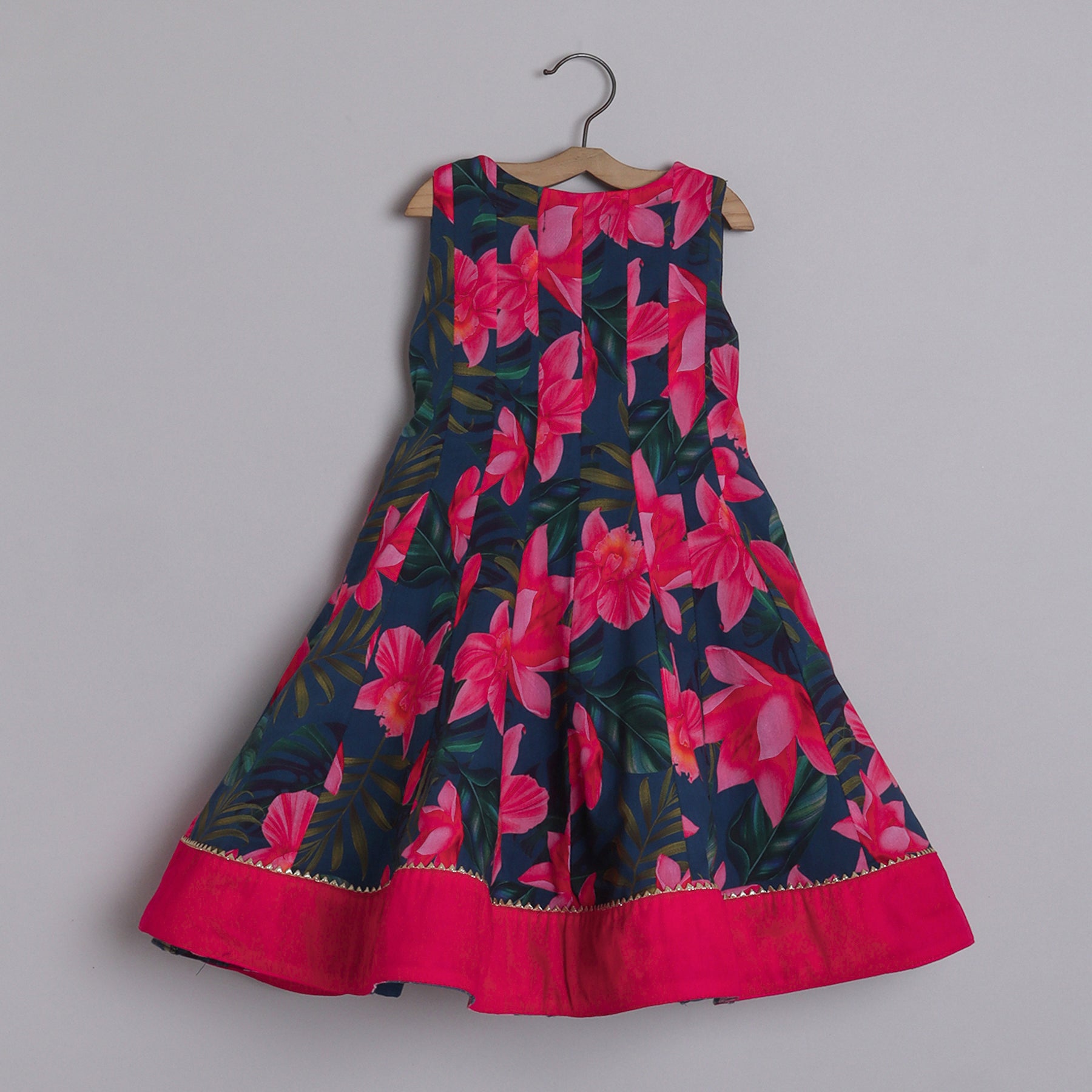 Girls Graceful Lotus Printed  Angarkha Kurti And Red Pant - funlittleones.com