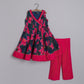 Girls Graceful Lotus Printed  Angarkha Kurti And Red Pant - funlittleones.com