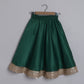 Girls Glamouros One Shoulder Dark Green Flap Top And Flared Lehenga - funlittleones.com