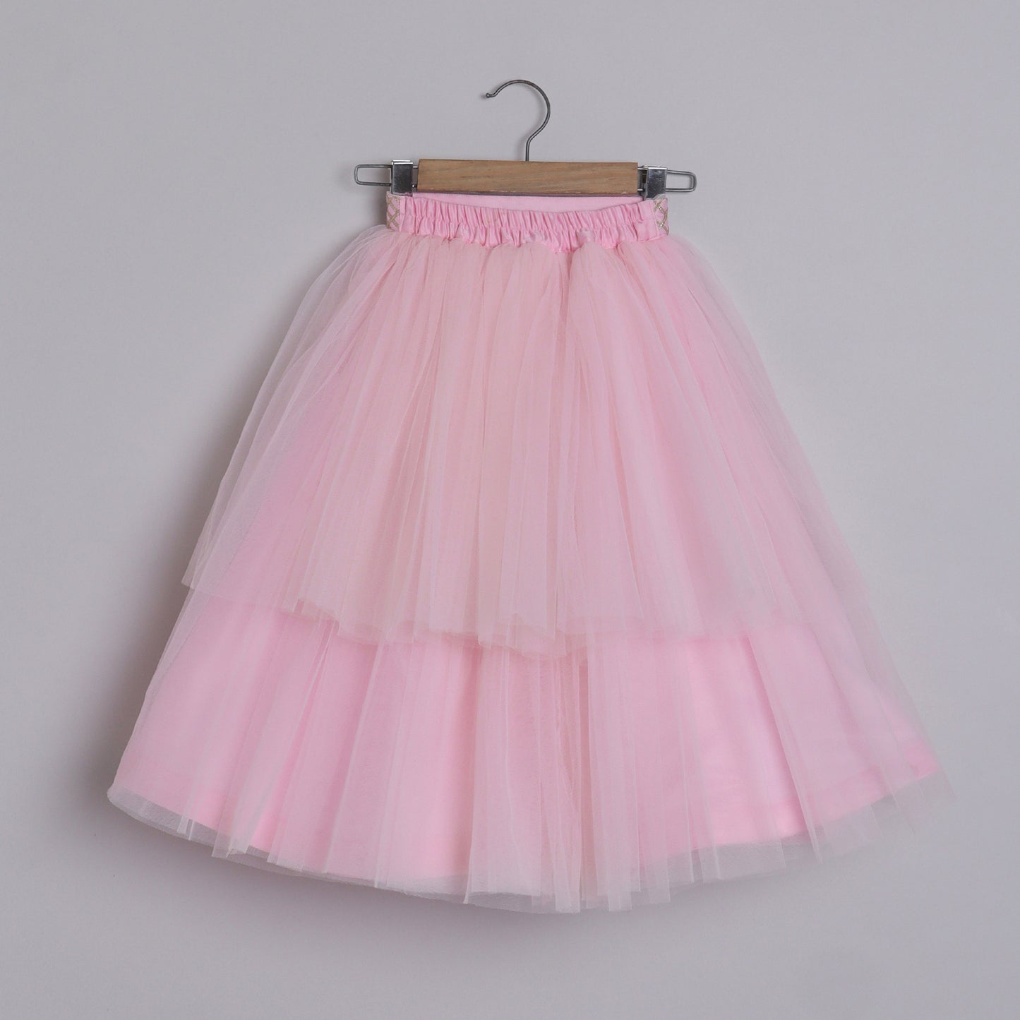 Girls Gorgeous Hand Embroidered Blouse And Layered Lehenga With Dupatta - funlittleones.com