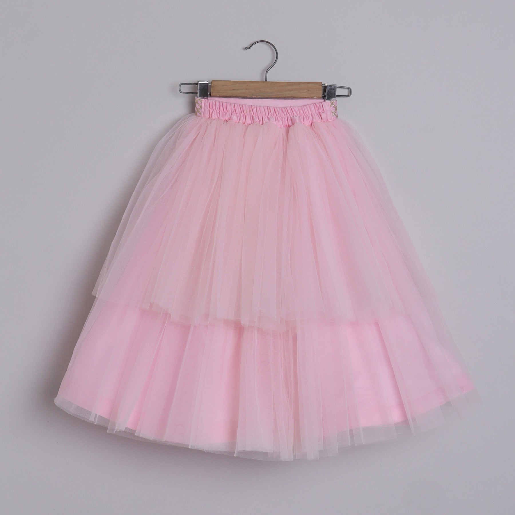 Girls Gorgeous Hand Embroidered Blouse And Layered Lehenga With Dupatta - funlittleones.com