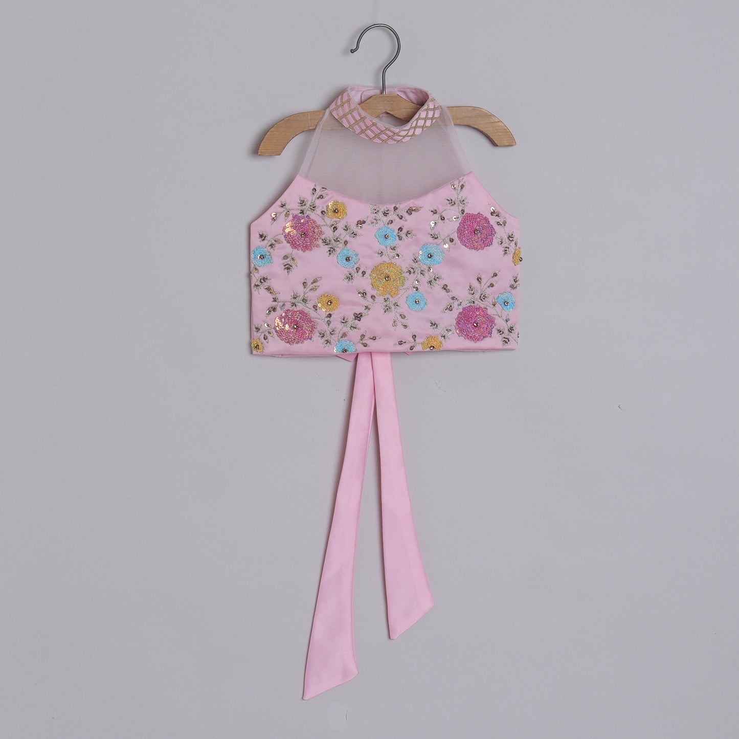 Girls Gorgeous Hand Embroidered Blouse And Layered Lehenga With Dupatta - funlittleones.com