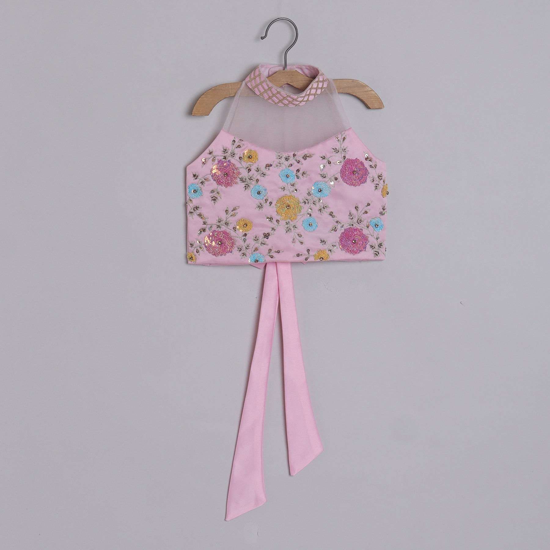 Girls Gorgeous Hand Embroidered Blouse And Layered Lehenga With Dupatta - funlittleones.com