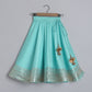 Girls Adorable Light Blue Top And Gota Lace Work Flared Lehenga With Beige Dupatta - funlittleones.com