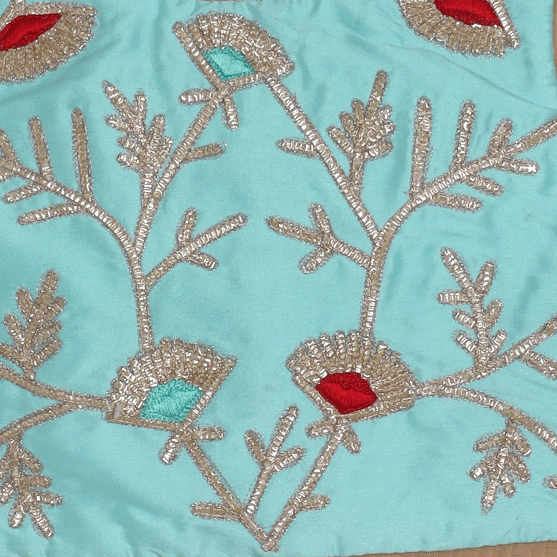 Girls Adorable Light Blue Top And Gota Lace Work Flared Lehenga With Beige Dupatta - funlittleones.com