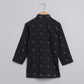 Boys Black Printed Kurta Jacket And Pyjama Set - funlittleones.com