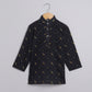 Boys Black Printed Kurta Jacket And Pyjama Set - funlittleones.com
