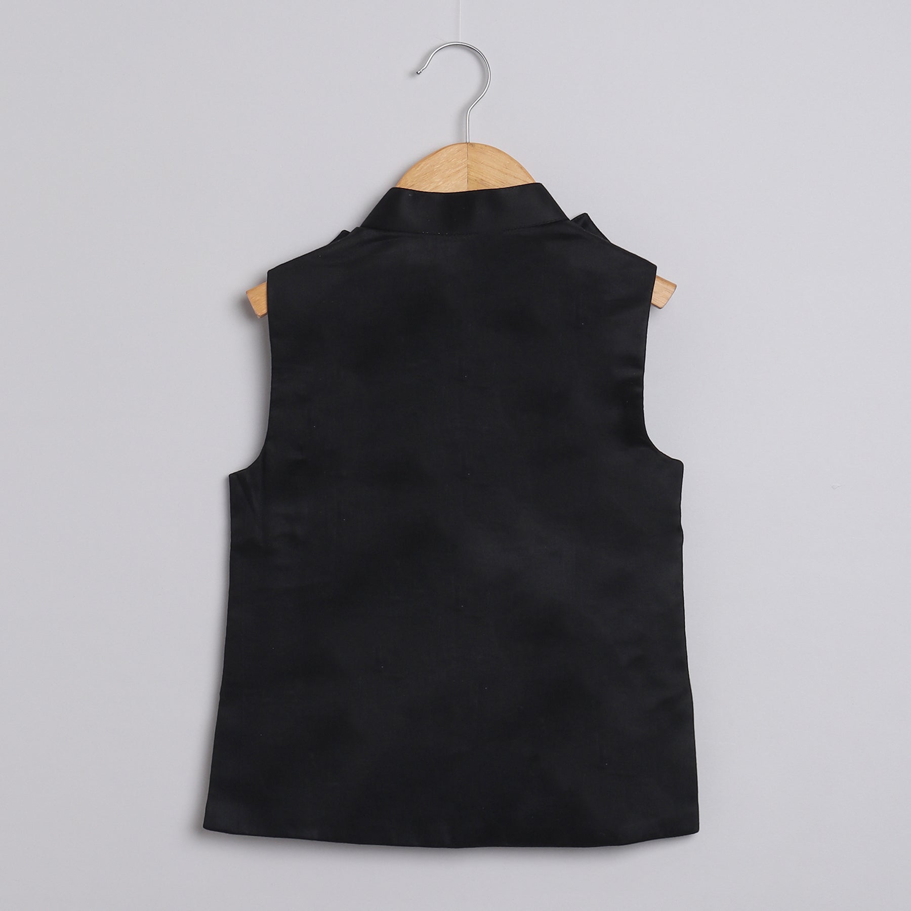 Boys Black Printed Kurta Jacket And Pyjama Set - funlittleones.com