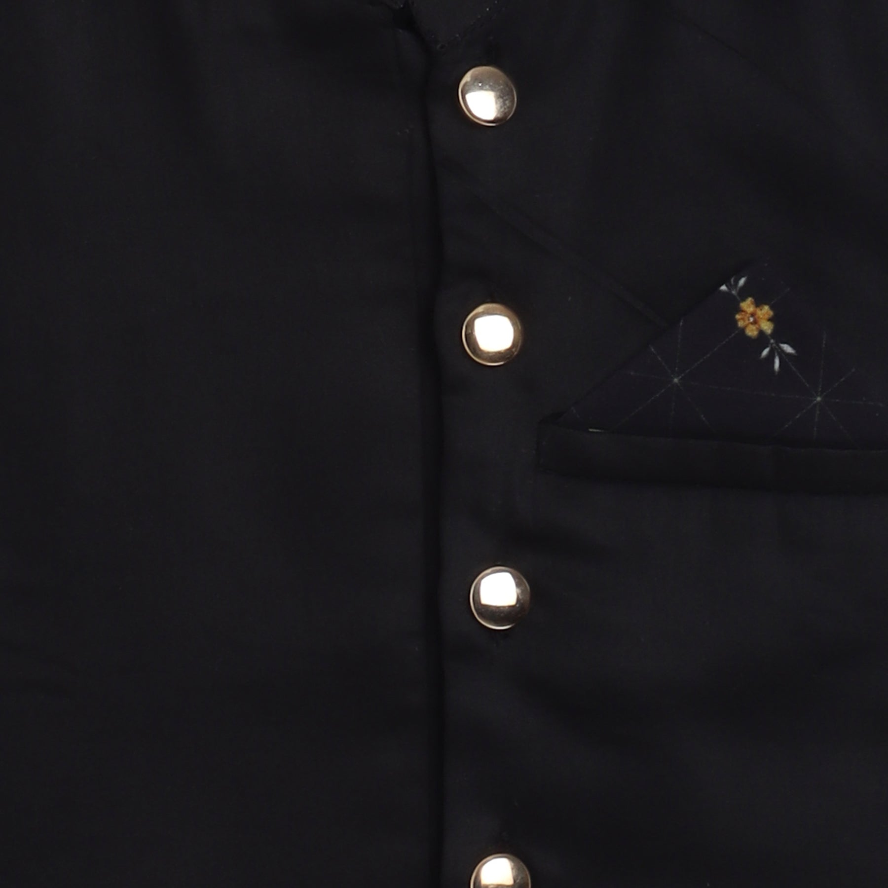 Boys Black Printed Kurta Jacket And Pyjama Set - funlittleones.com